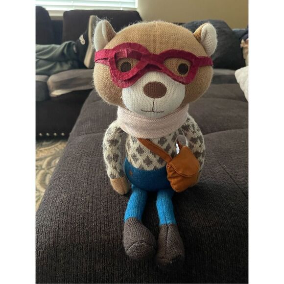 The Peanutshell Multicolor Charlie the Bear Plush Knit Glasses Stuffed Animal - Picture 10 of 12